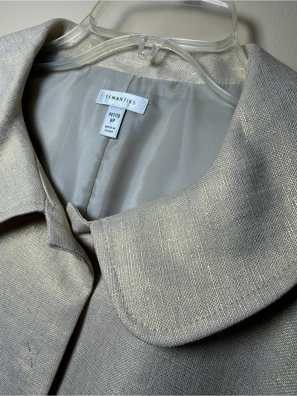 Semantiks Petite 6P Champagne Gold Metallic Peplum Jacket
